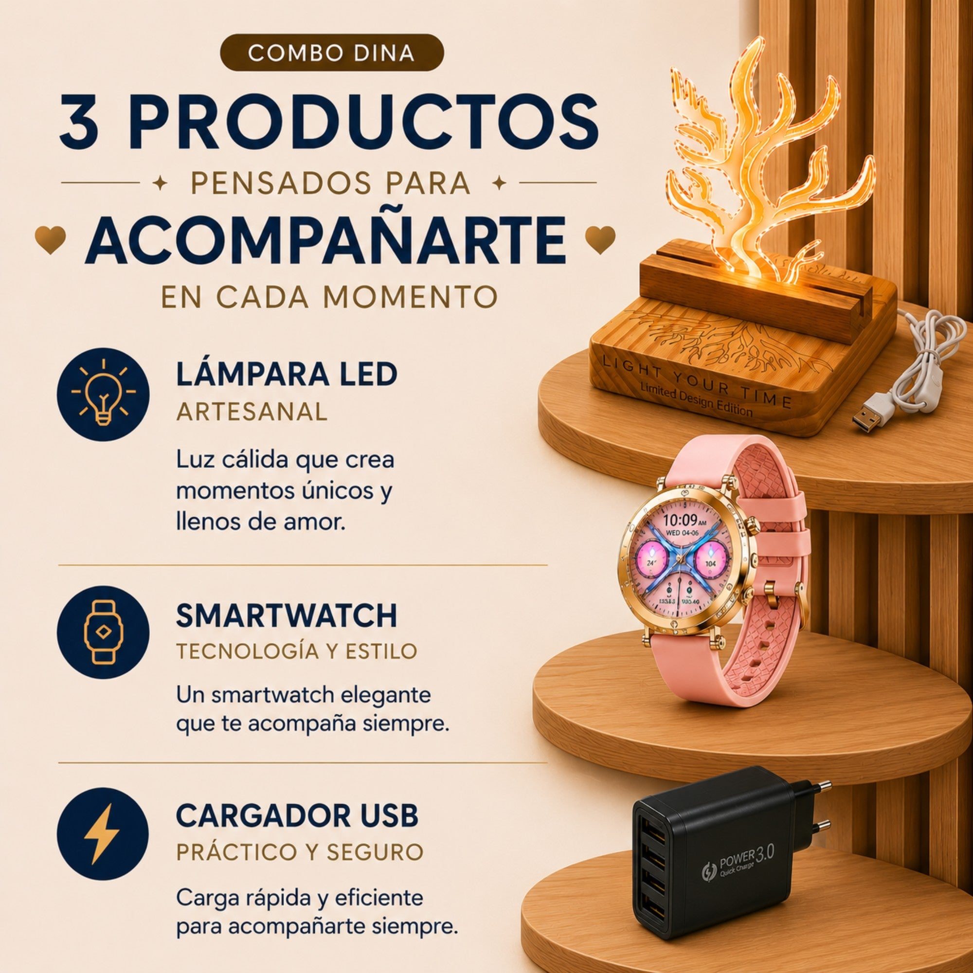 Combo Smartwatch + LED + USB